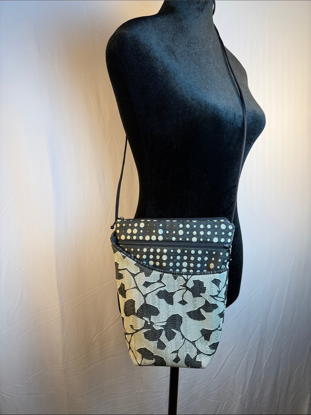 Maruca Artist Special Design Floral & Polka Dot Crossbody Purse